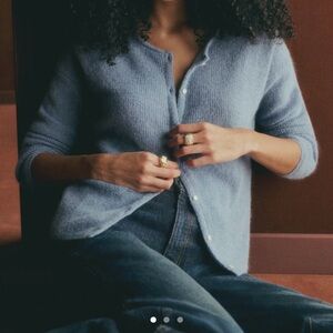 Sezane Gaspard Cardigan in Vintage Blue XS with Pearl Buttons